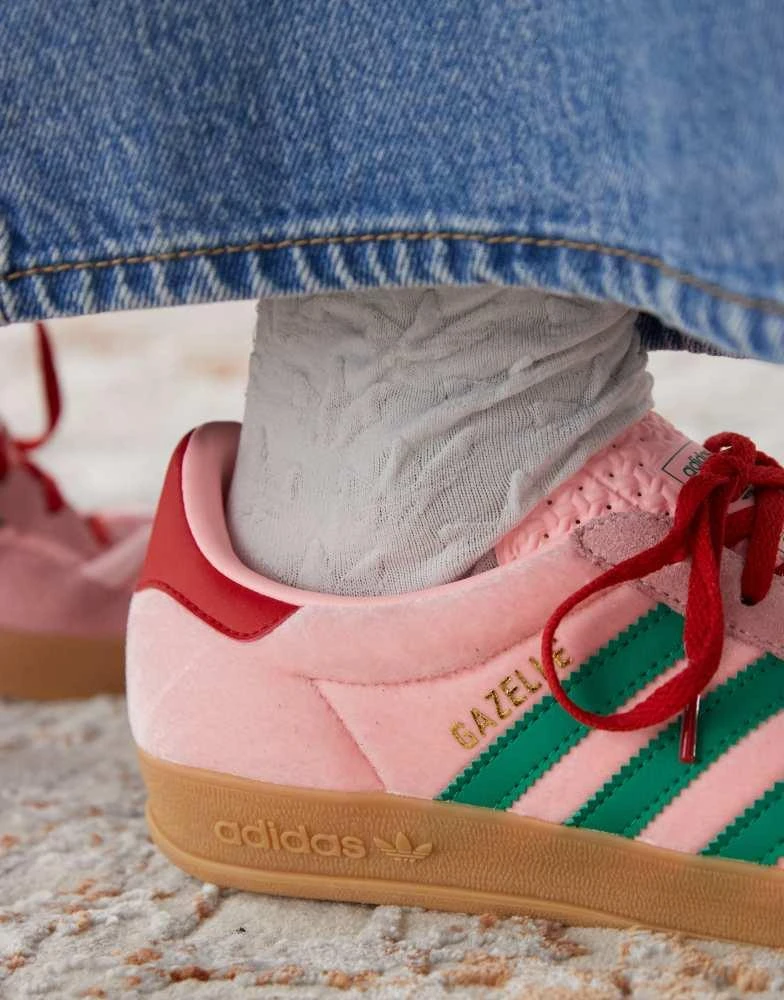 Adidas adidas Originals Gazelle Indoor trainers in green and pink 4