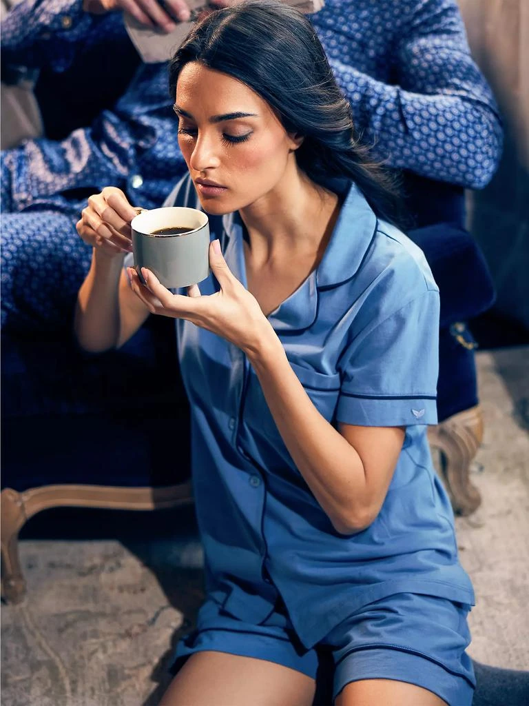 Petite Plume Contrast-Trimmed Short Pajamas 8