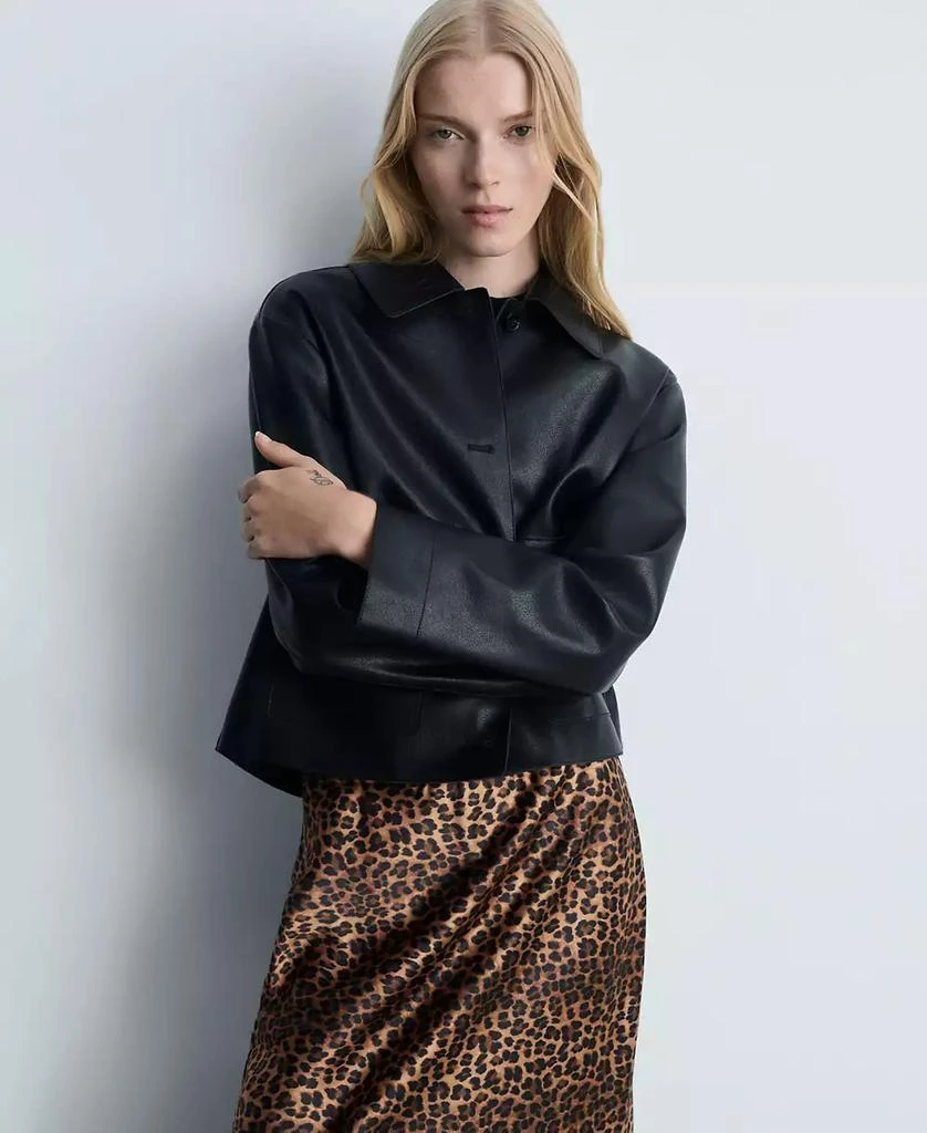 Mango Women's Leopard-Print Satin Skirt 4