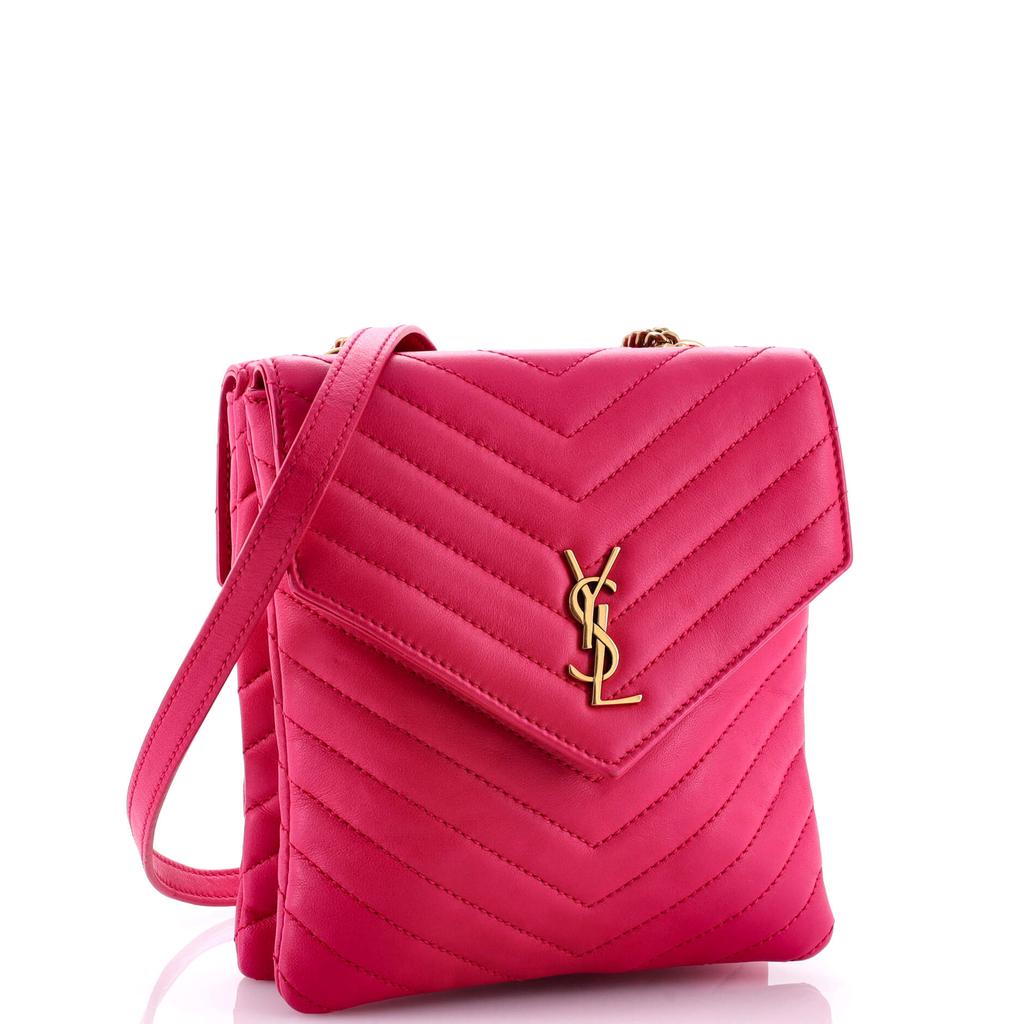 二手商品] Yves Saint Laurent Double Flap Bag Chevron Leather