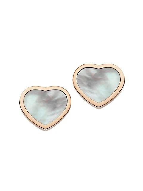 Chopard Happy Hearts 18K Rose Gold & Mother-Of-Pearl Stud Earrings 1