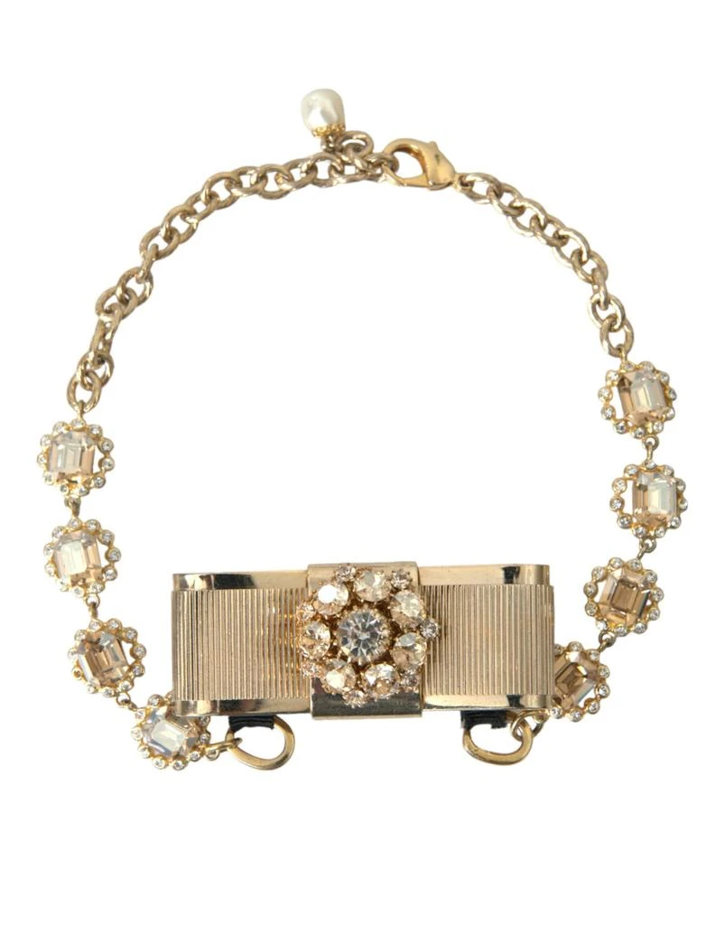 Dolce
Gabbana Brass Clear Crystal Bow Chain Choker Women
s Necklace