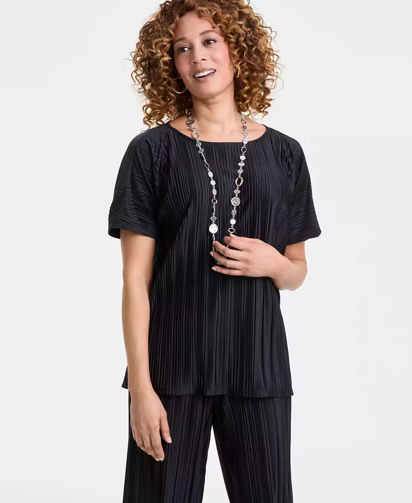 JM Collection Women's Cotton Gauze Floral-Appliqué Top