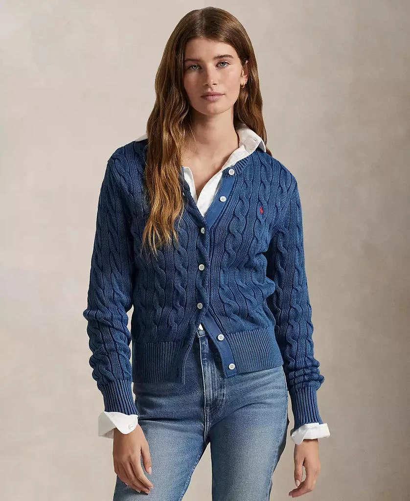 Ralph Lauren Women's Cable-Knit Cotton Cardigan Sweater 1