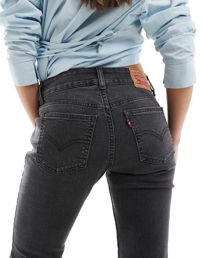 Levi's Levi's super low waist flare jeans in washed black 4