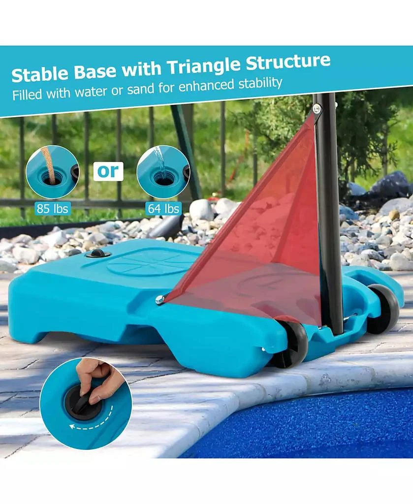 Costway Pool Basketball Hoop 3.8-4.4 FT Adjustable Poolside BasketballGoal System 9