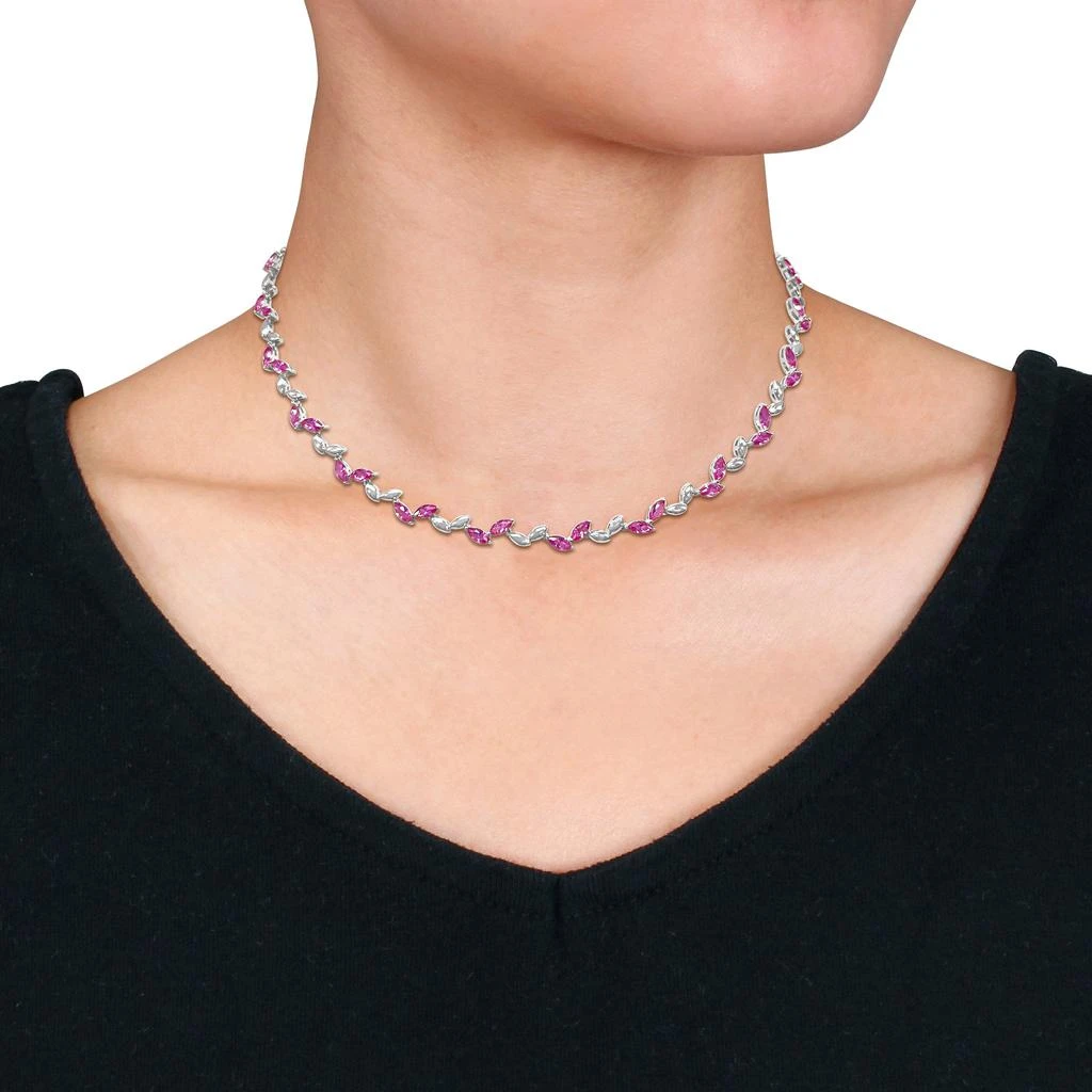 Mimi 
Max 20 3/8ct TGW Created Pink Sapphire Sterling Silver Alternate Leaf Necklace-17 in 2