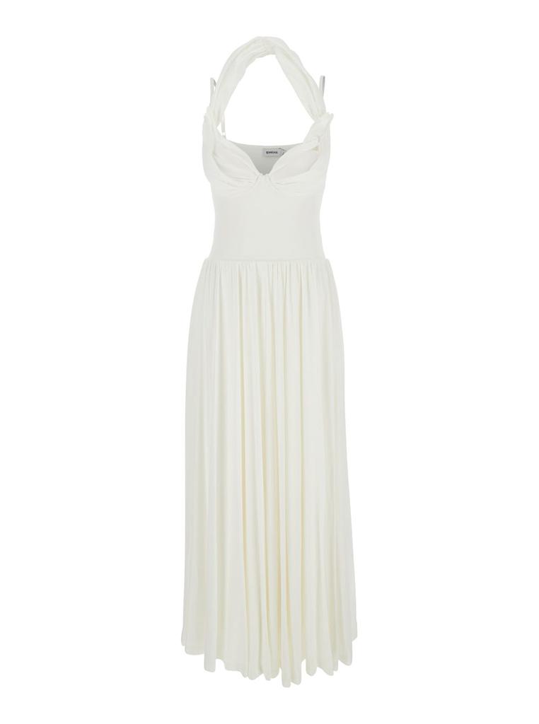 SIMKHAI amarantha White Off-shoulder Long Dress With Pleated Details In Rayon Stretch Woman