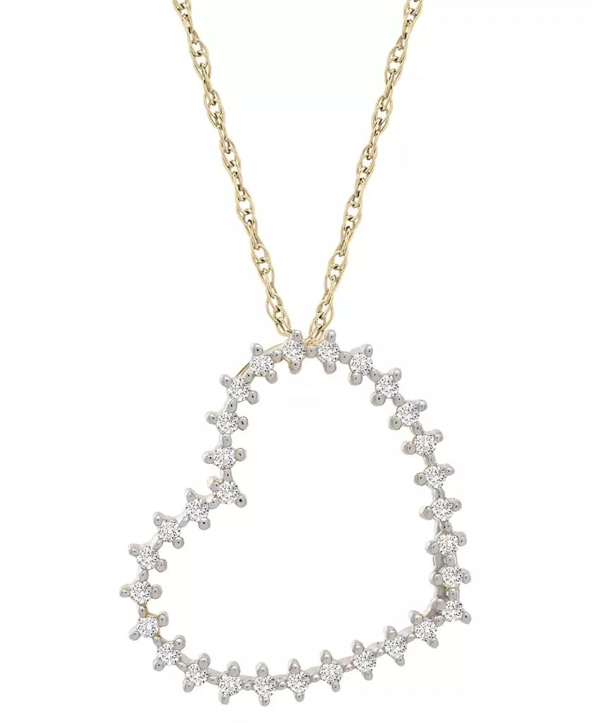 Macy's Diamond Heart Pendant Necklace (1/6 ct. t.w.) in 10k Yellow Gold