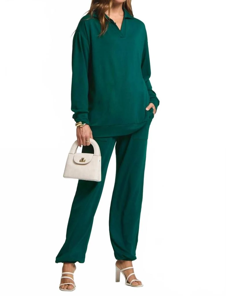 Dear Scarlett French Terry Travel Set In Hunter Green