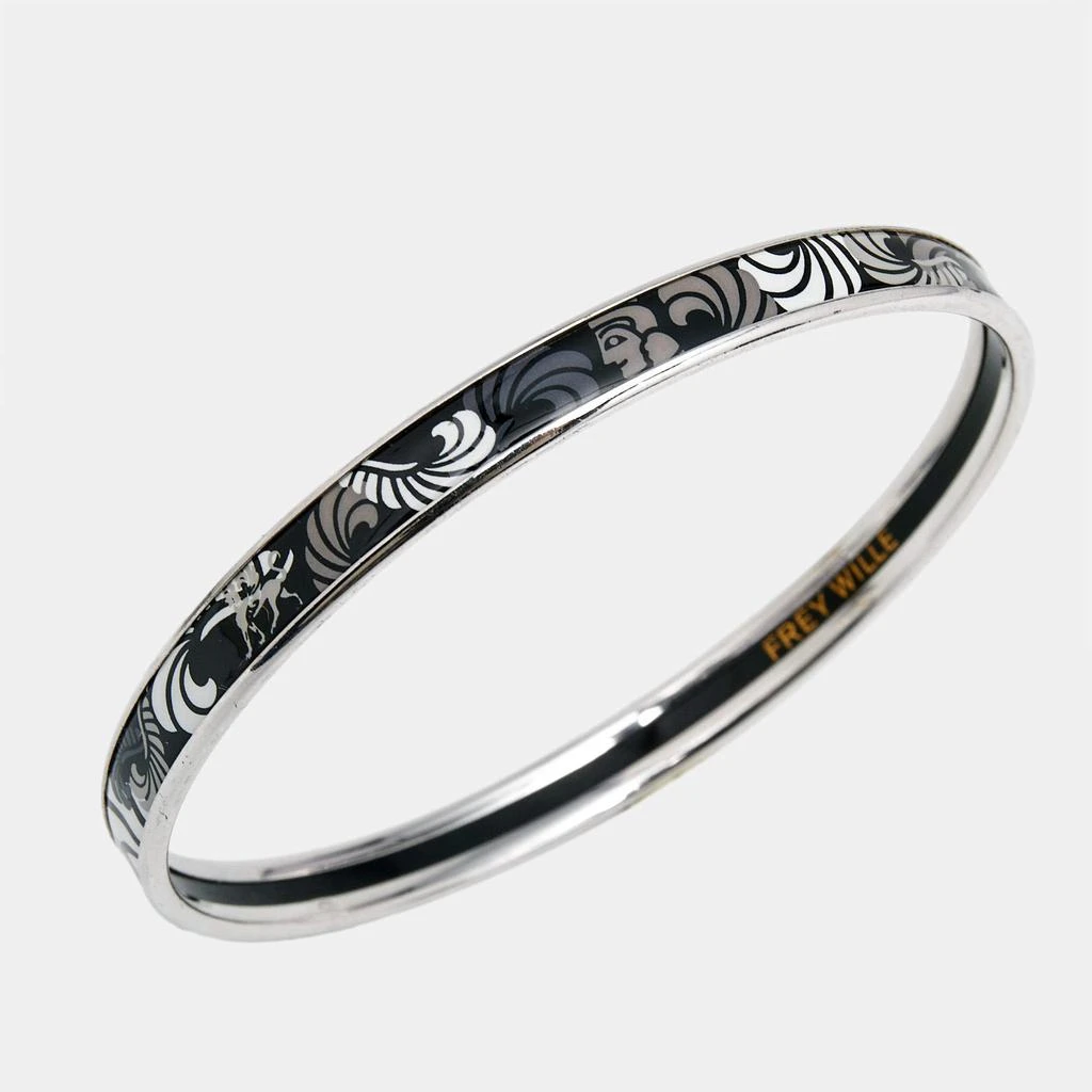Frey Wille Frey Wille Black Enamel Silver Tone Ultra Bangle Bracelet 2