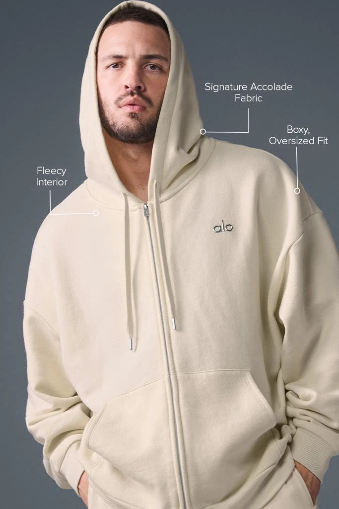 Alo Accolade Full Zip Hoodie - Oat Milk 2