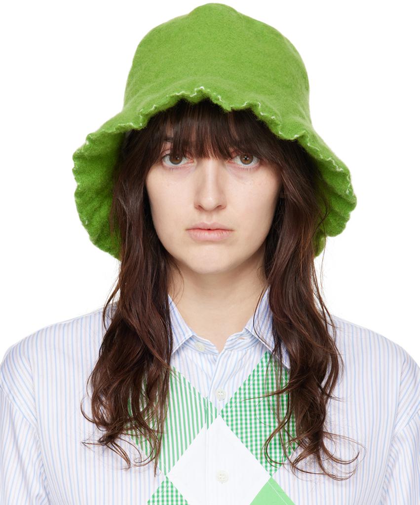 Comme des Garcons Shirt Green Wool Nylon Tweed Bucket Hat UNI Hats BeyondStyle