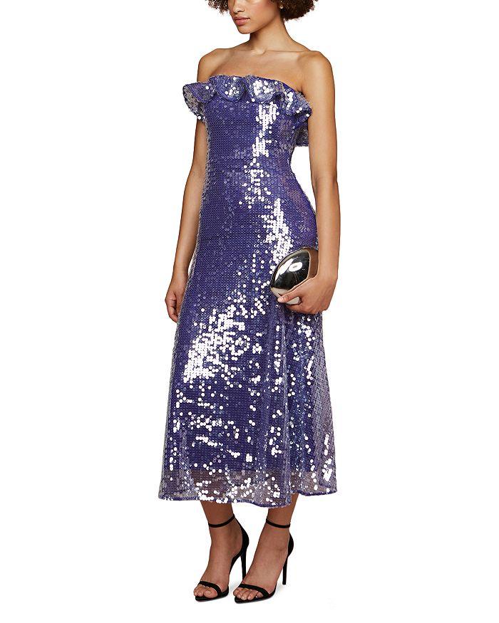 AMUR Braeylnn Strapless Sequined Midi Dress