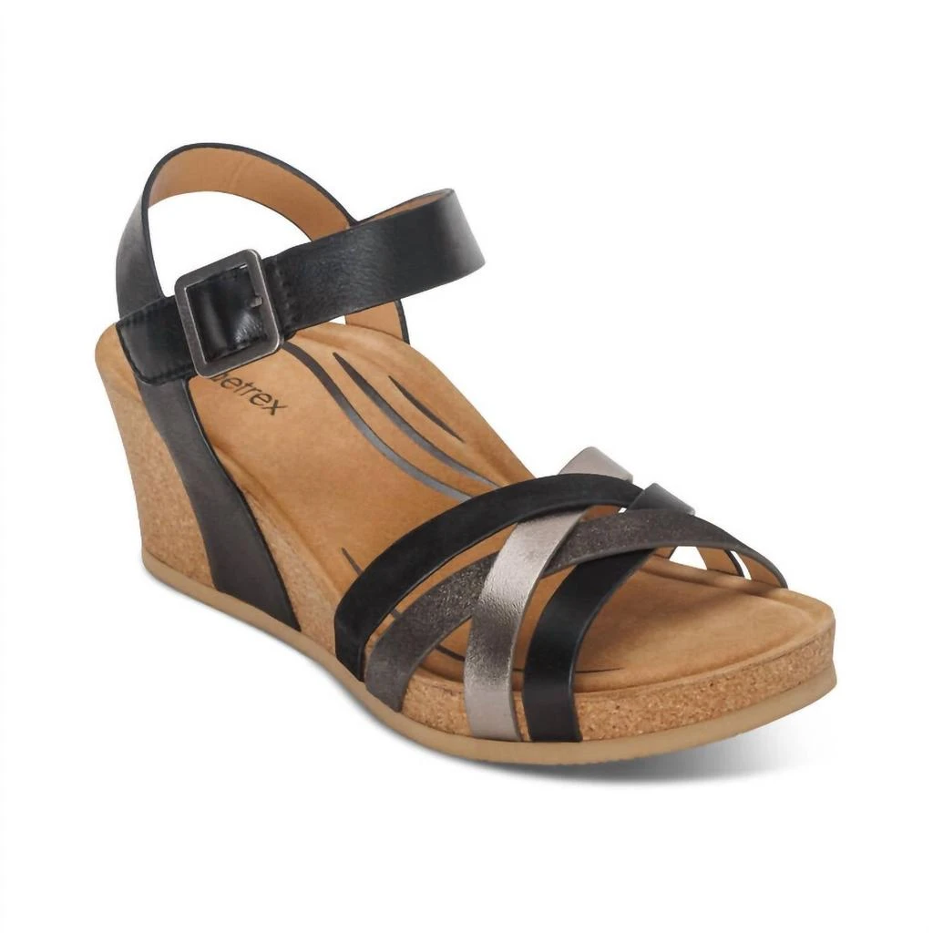 Aetrex Women's Noelle Arch Support Wedge In Black 1