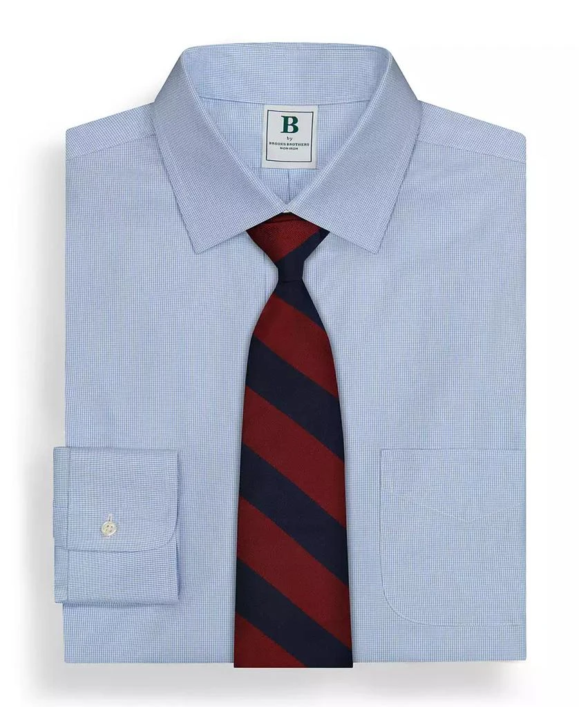 Brooks Brothers Men's Regular Fit Non-Iron Spread Collar Micro-Houndstooth Pinpoint Dress Shirt 4
