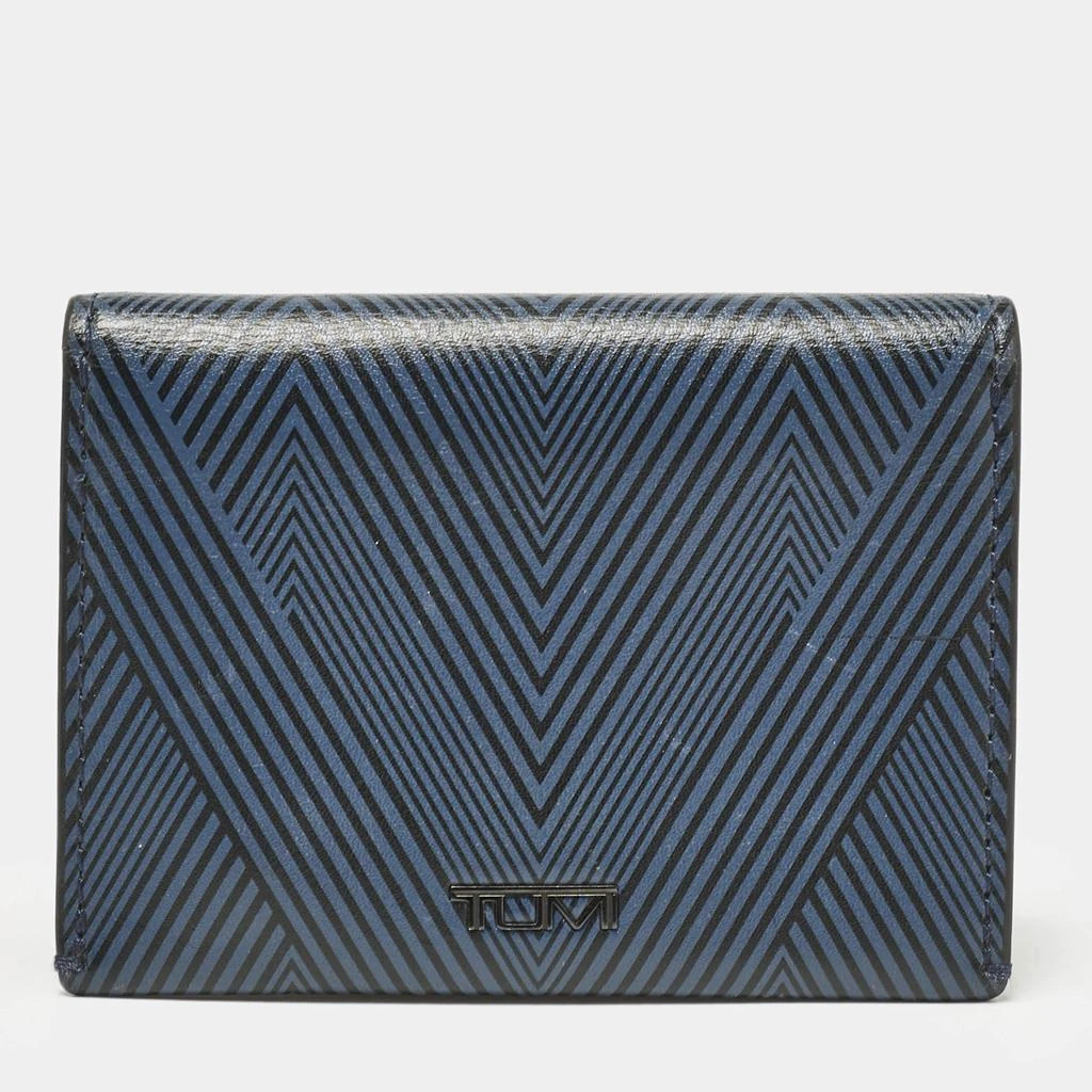 Tumi TUMI Blue/Black Printed Leather Gusseted Card Case 1