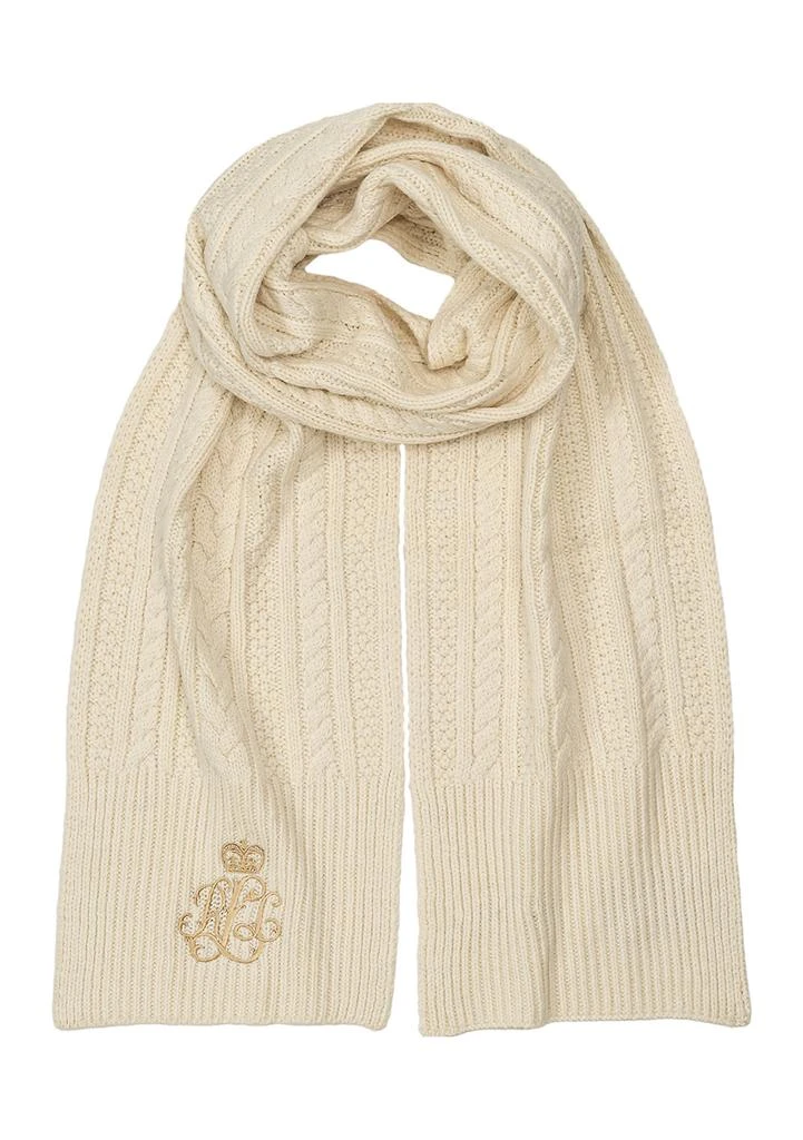 Ralph Lauren Cable Scarf with Direct Embroidery and Stones 1