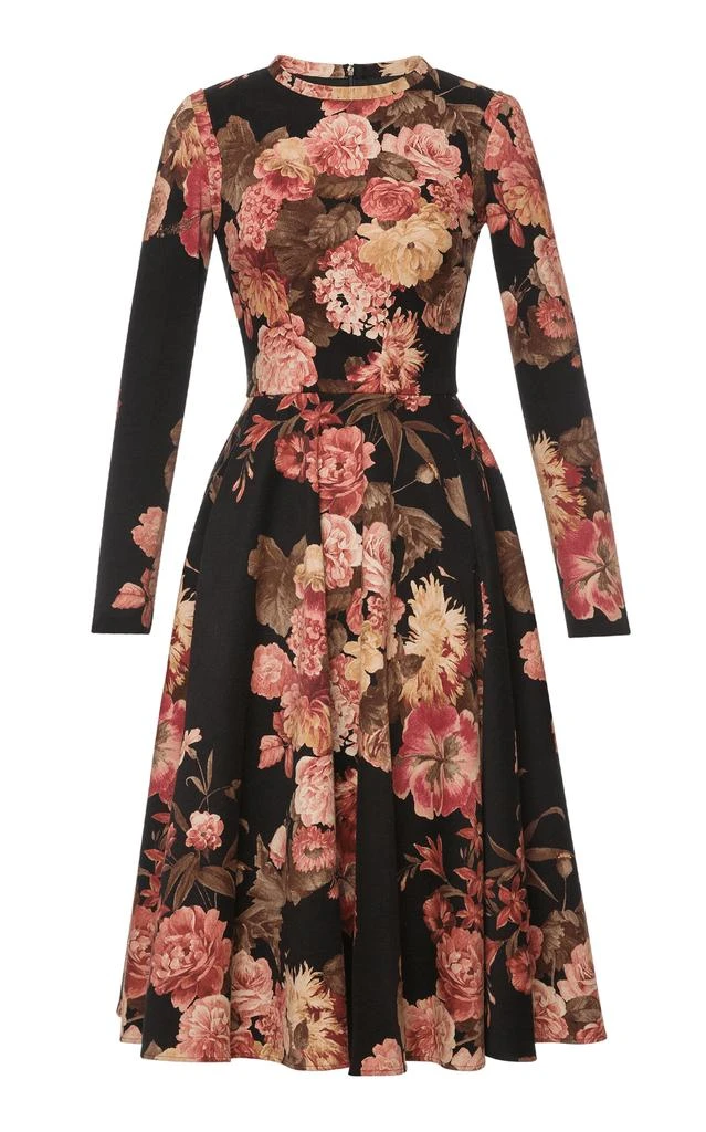 Lena Hoschek Lena Hoschek - Abigail Cotton Floral Midi Dress - Black - L - Moda Operandi 1