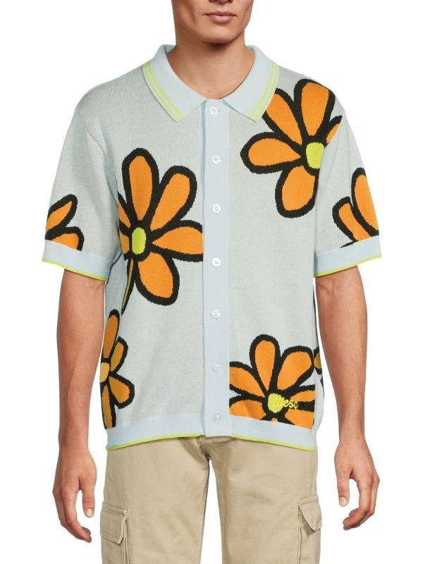 WeSC ​Daisy-Pattern Cotton Cardigan Polo Shirt 1