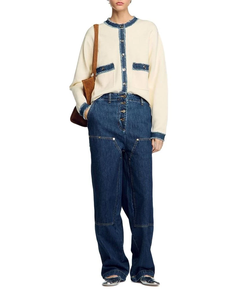 Sandro Cardigan with Denim Detail 2