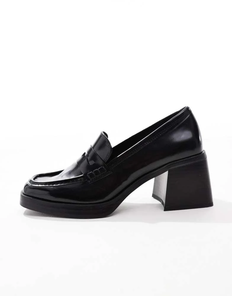 Bershka Bershka faux leather loafers in black 2