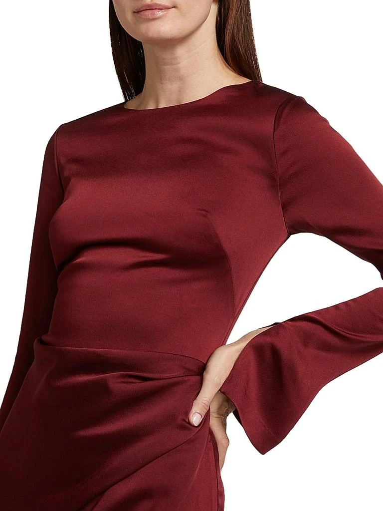 SIMKHAI Qiana Satin Long-Sleeve Draped Gown 6