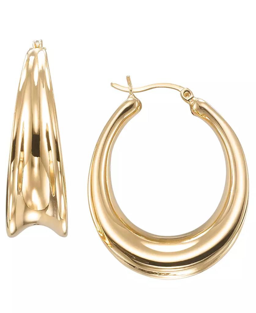 Macy's High Polished Concave Oval Hoop Earrings in 18k Yellow Gold Over Sterling Silver