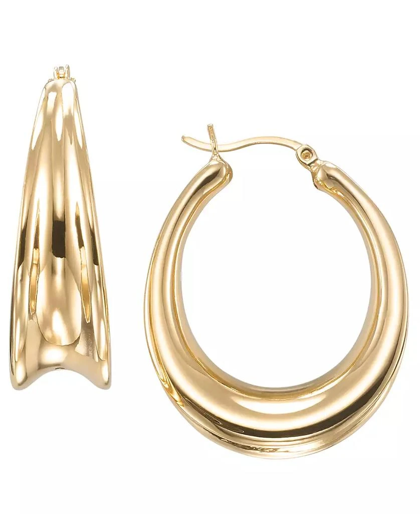 Macy's High Polished Concave Oval Hoop Earrings in 18k Yellow Gold Over Sterling Silver 2