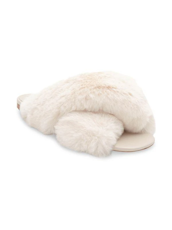 BCBG Thea Crisscross Faux Fur Flat Sandals 1
