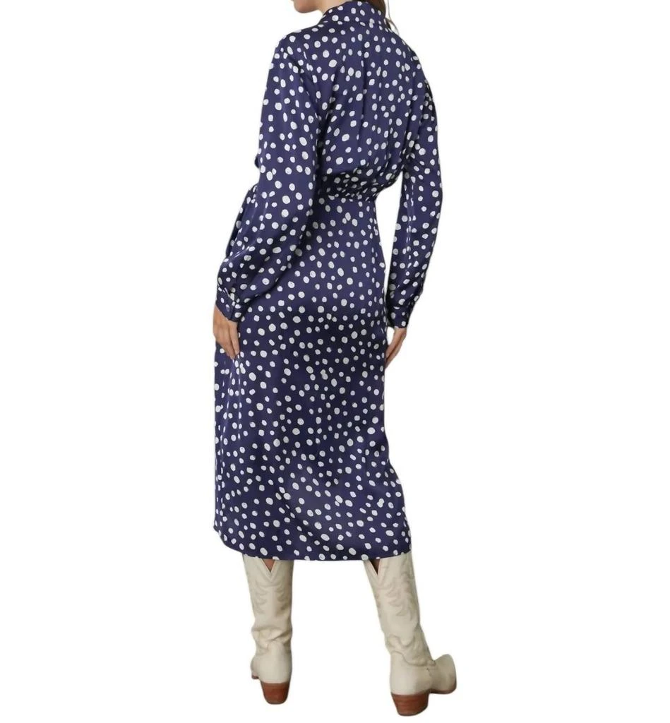 Velvet by Graham & Spencer Zendaya Polka Dot Wrap Dress In Navy 2
