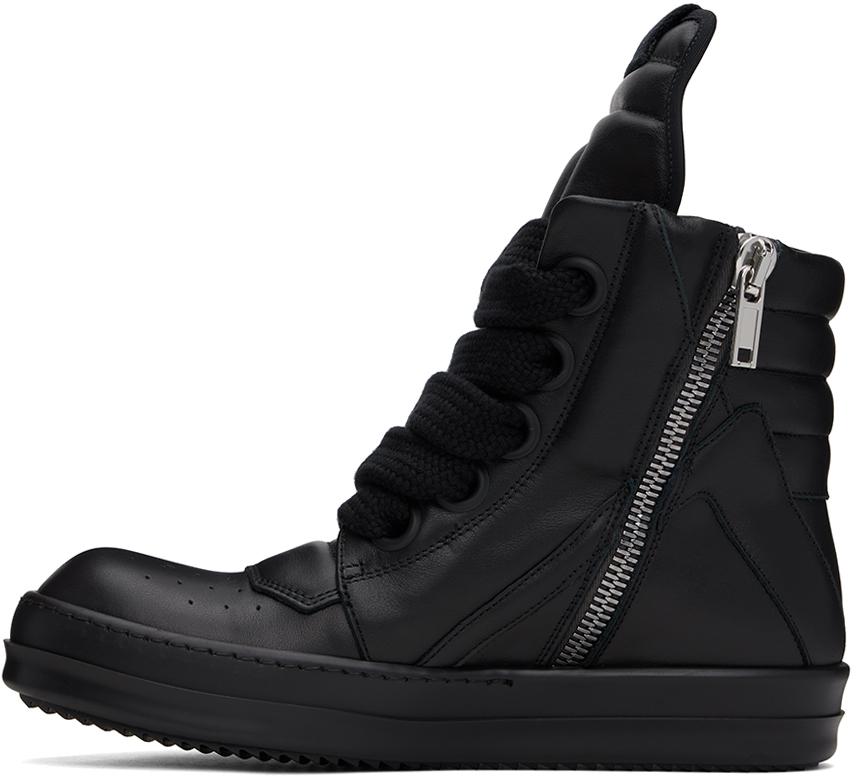 Rick Owens Black Jumbo Laced Geobasket Sneakers - Casual Rick Owens Black Jumbo Laced Geobasket Sneakers - Casual