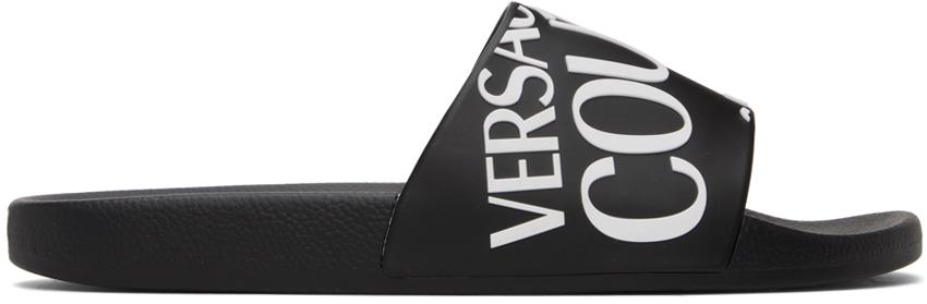Versace Jeans Couture Black Logo Slides