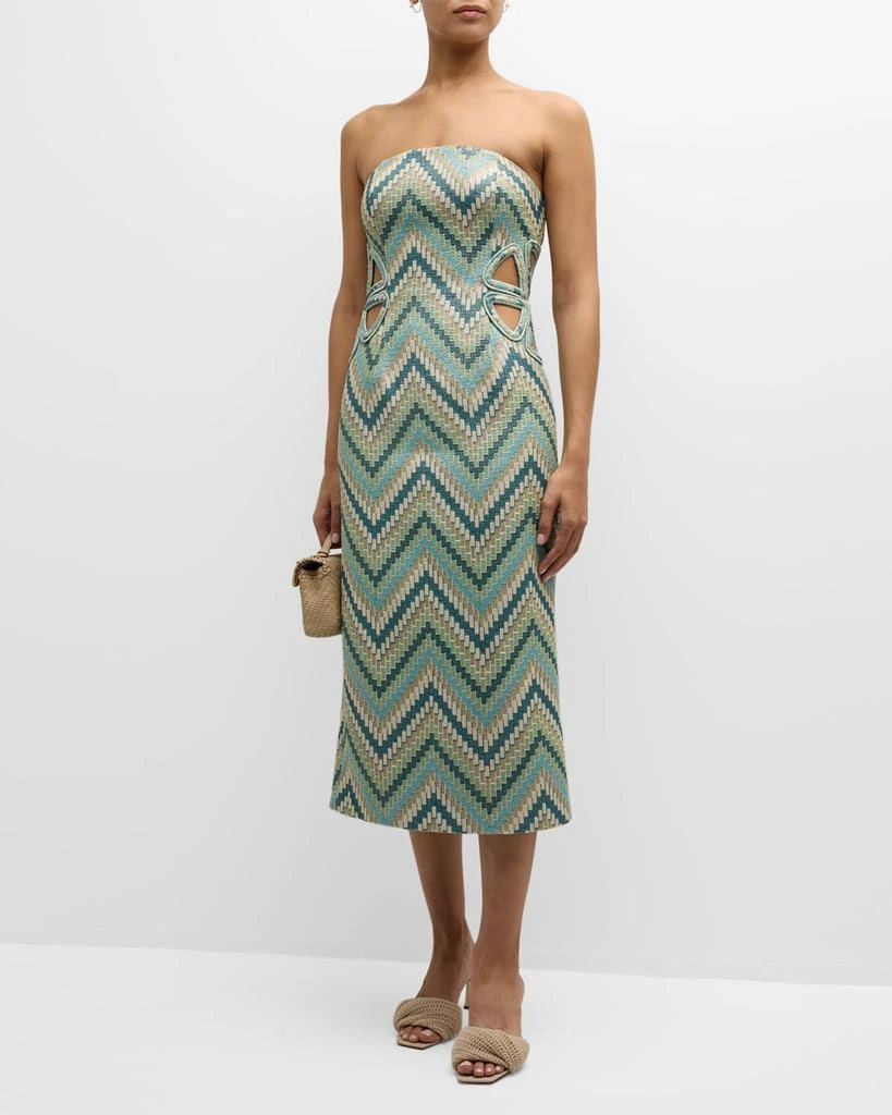 Ramy Brook Clare Chevron Jacquard Cutout Strapless Dress 3