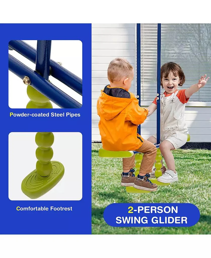 Mecale 440 Pounds Kids Swing Set with Two Swings and One Glider 9