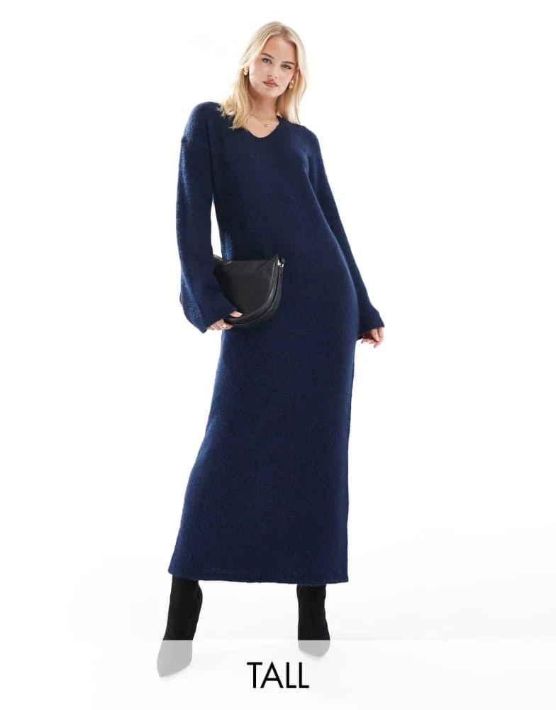black knitted dress Rhapsody Long Sleeve Knit Mini Dress | Black | Womens main image 0