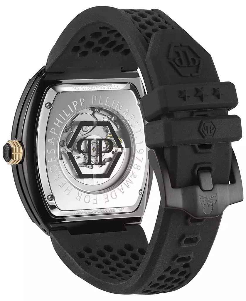 Philipp Plein Men
s Automatic The $keleton Black
Gold-Tone Tonneau Strap Watch 44mm 3
