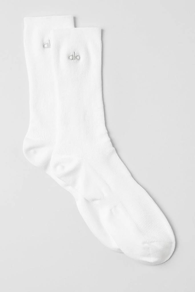 Alo Unisex Half-Crew Understated Sock - White 1