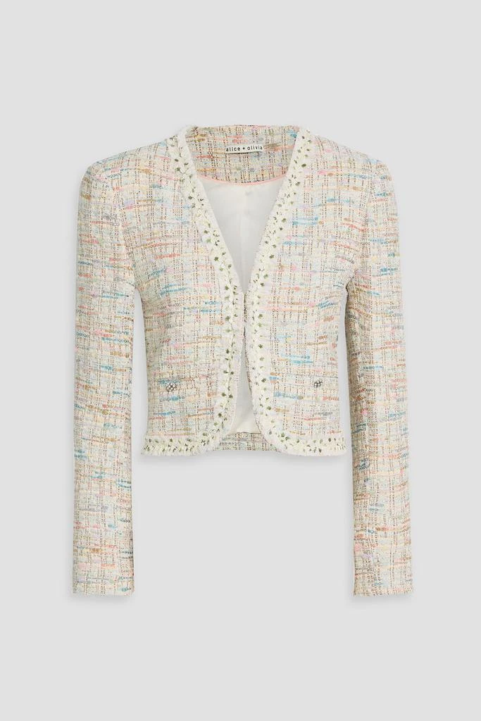 Alice + Olivia Peyton cropped metallic cotton-blend tweed jacket