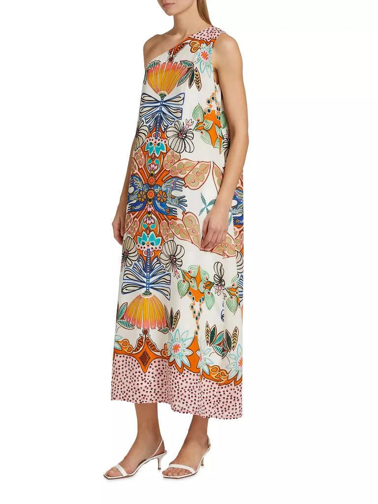 Marie Oliver Jae Graphic Silk One-Shoulder Maxi Dress 4