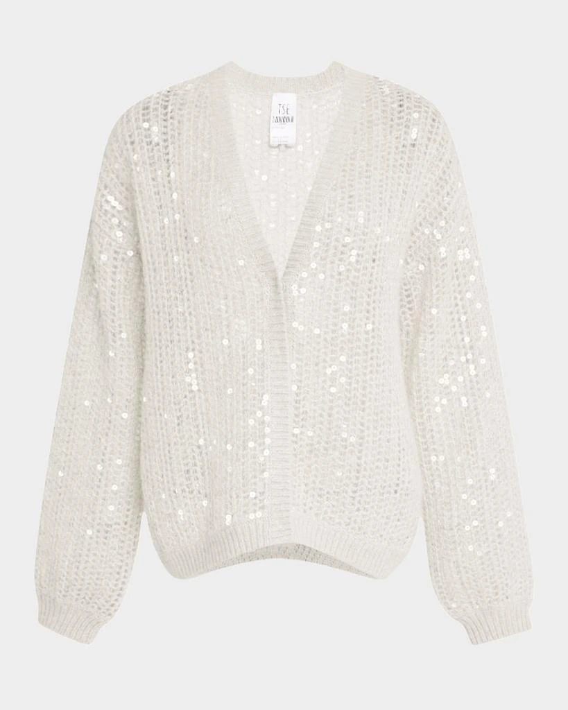TSE Cashmere Cashmere Open-Weave Sequin Cardigan 1