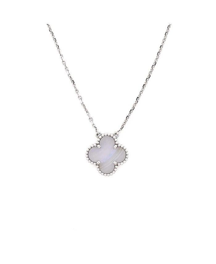 Pre-Owned Van Cleef 
Arpels Vintage-Like Alhambra Pendant Necklace 18K White Gold and Chalcedony, 18.25"