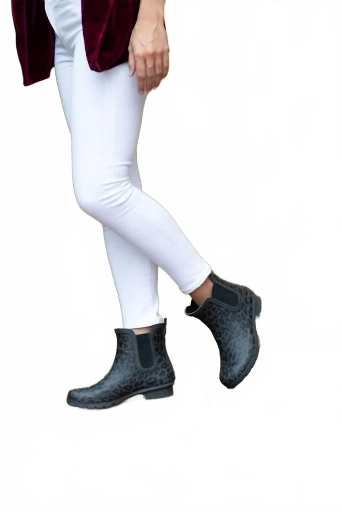 roma Women's Chelsea Leopard Print Rain Boot In Matte Gray 2