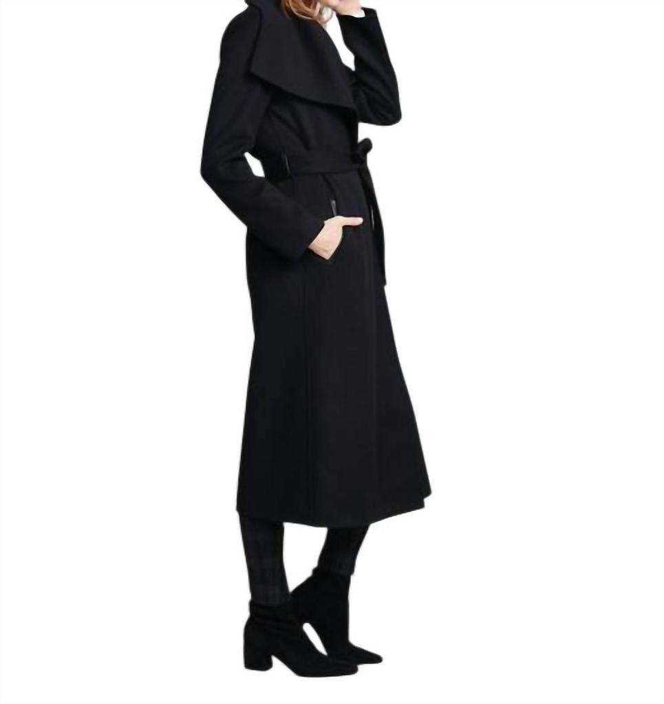 Mackage Ladies Belted Light Wool Coat In Black