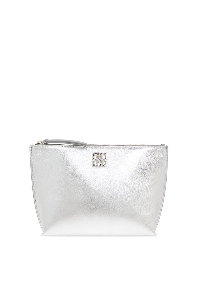 Givenchy Givenchy Liquid Logo Plaque Metallic Clutch Bag from Cettire