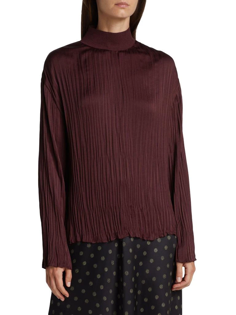 Vince Crushed Satin Mock turtleneck Top