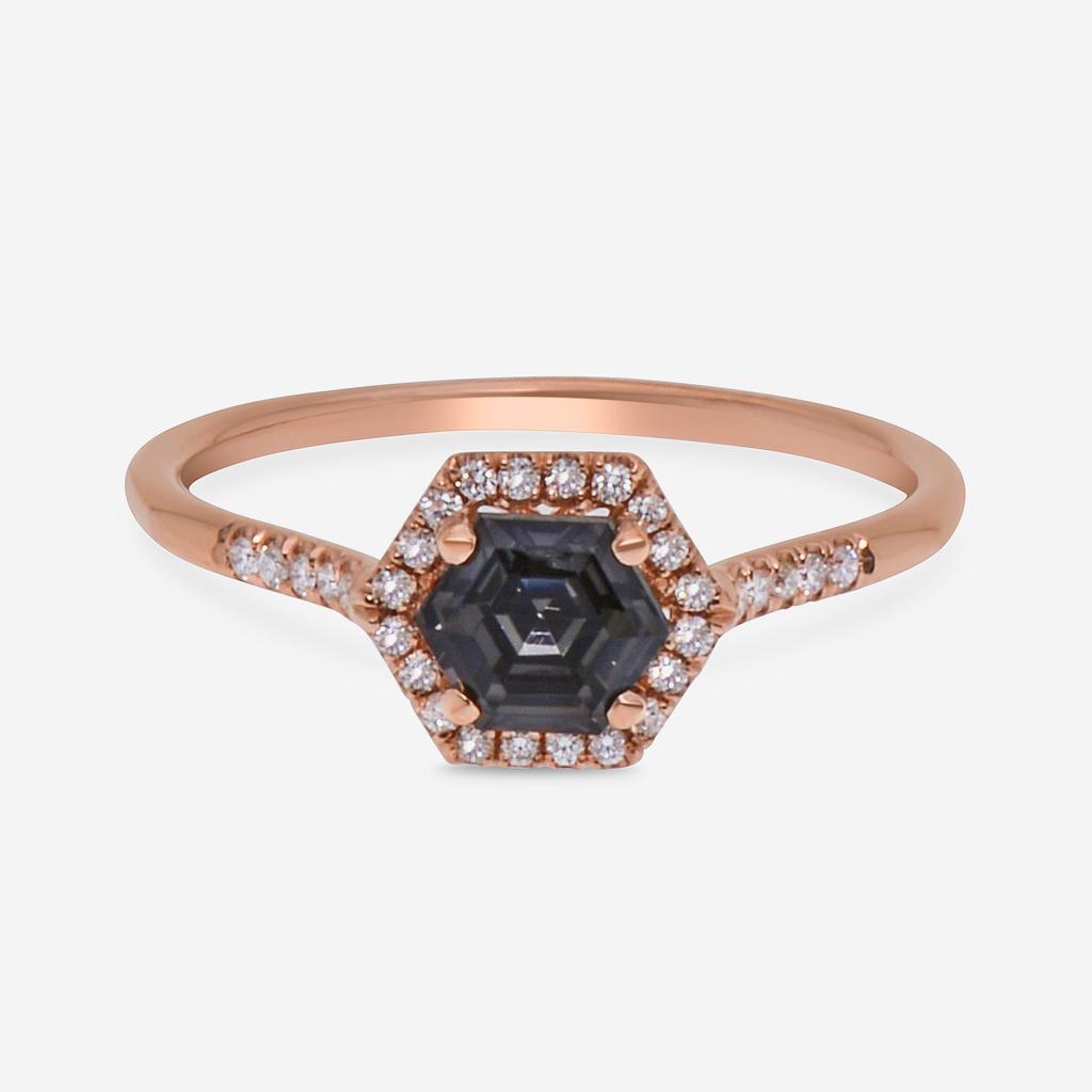 Suzanne Kalan Suzanne Kalan 14K Rose Gold Diamond and Black Night Quartz Ring sz 6.25 PR529-RGBNQ
