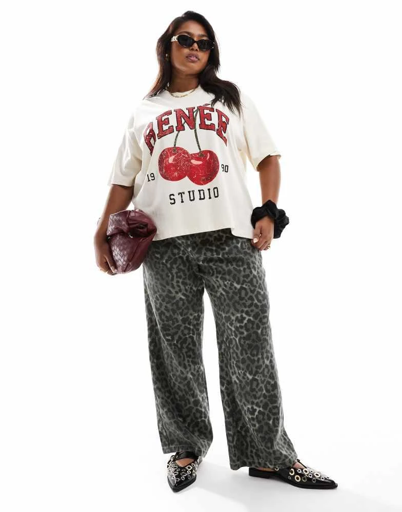 Renee Studio Renee Studio x Holly Wynne exclusive oversized logo cherry print t-shirt in off white 1