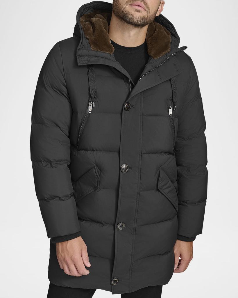 Andrew Marc Men's Down Parka with Faux Rabbit Fur