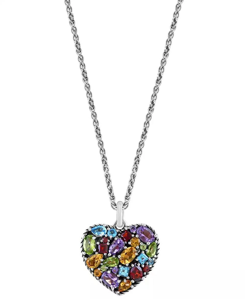 Effy EFFY® Multi-Gemstone Mixed Cut Heart 18" Pendant Necklace (6-5/8 ct. t.w.) in Sterling Silver 1
